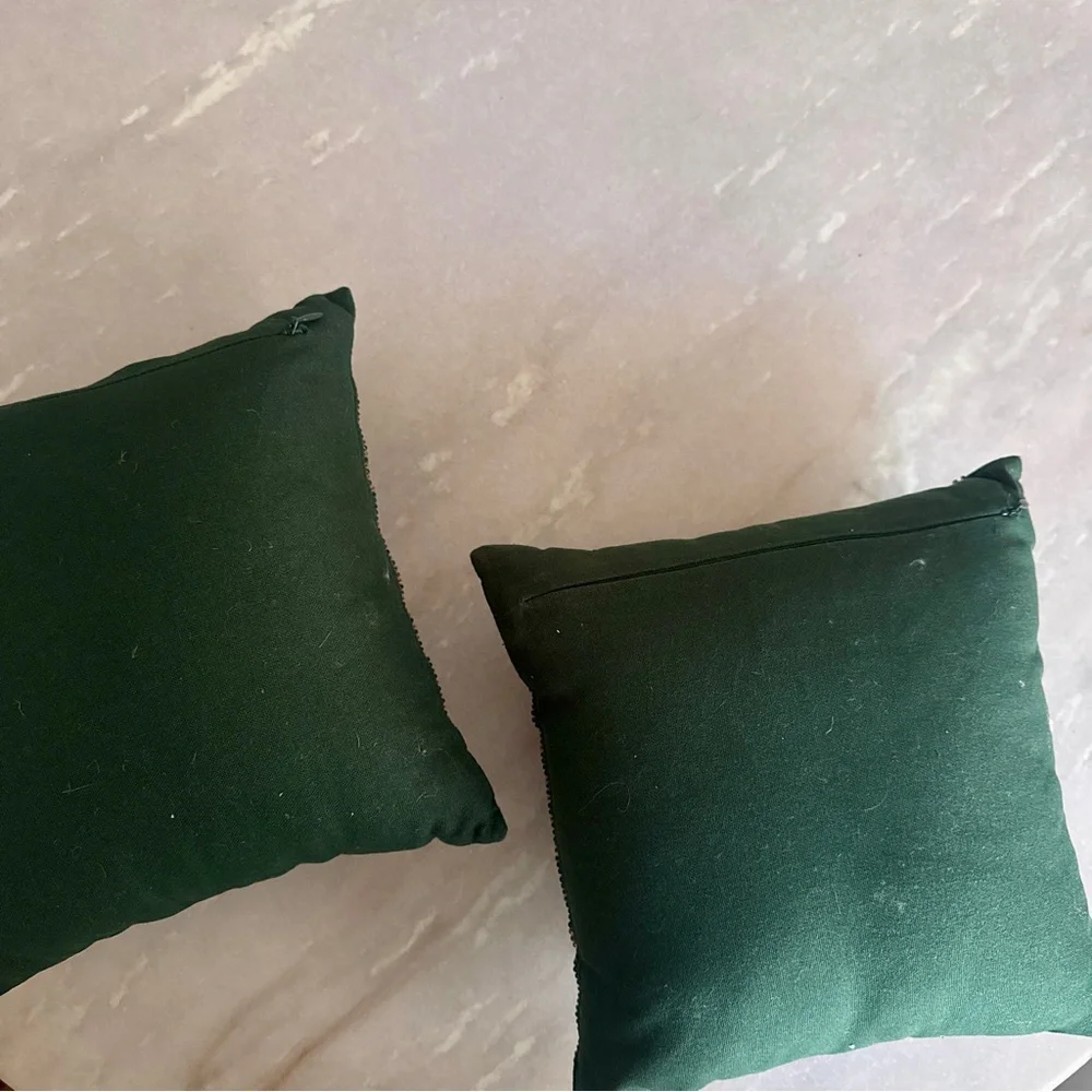NWT Threshold Mini Square Beaded Throw Pillow Green Set of 2